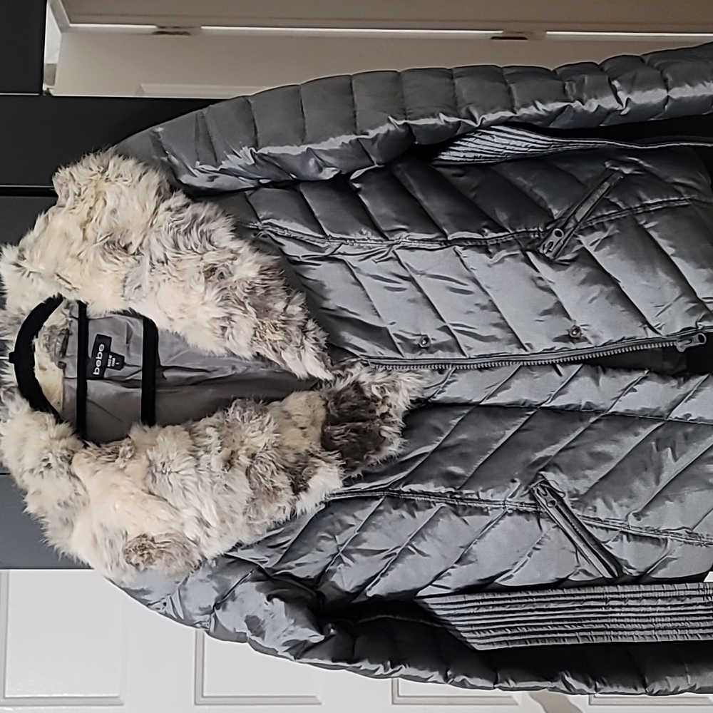 Beautiful Vintage BEBE Jacket With really soft Rabbit Fur fits like a medium